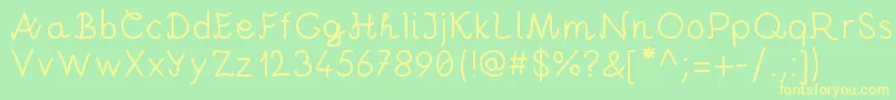 フォントAndreiProByKreativfont.Com – 黄色の文字が緑の背景にあります