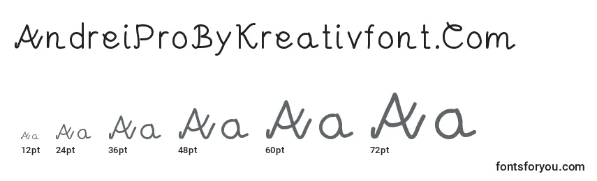 Размеры шрифта AndreiProByKreativfont.Com