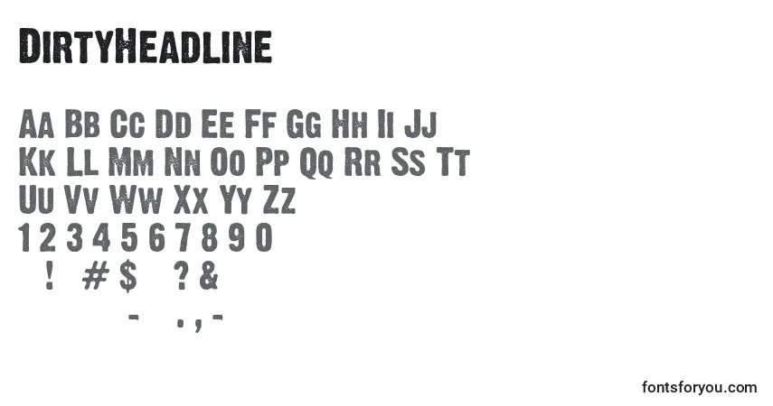 Шрифт DirtyHeadline – алфавит, цифры, специальные символы