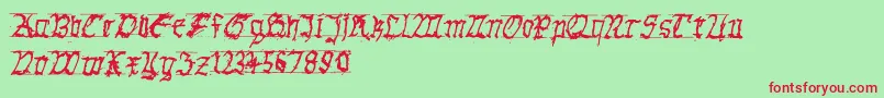 GothichanddirtyBold Font – Red Fonts on Green Background