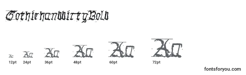 Размеры шрифта GothichanddirtyBold