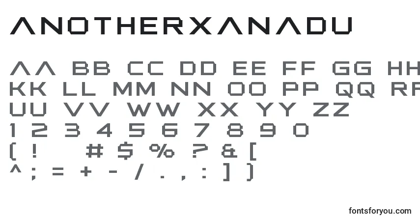 Czcionka AnotherXanadu – alfabet, cyfry, specjalne znaki