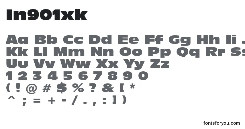 A fonte In901xk – alfabeto, números, caracteres especiais