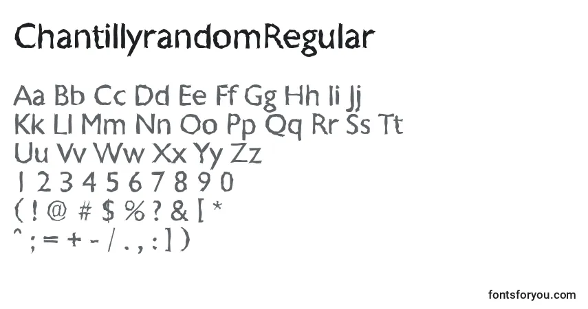 ChantillyrandomRegular Font – alphabet, numbers, special characters