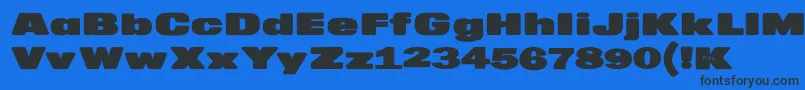 Fonte MkaputtExpanded – fontes pretas em um fundo azul