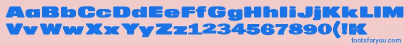 Fonte MkaputtExpanded – fontes azuis em um fundo rosa