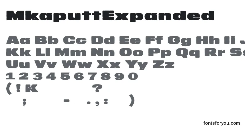 characters of mkaputtexpanded font, letter of mkaputtexpanded font, alphabet of  mkaputtexpanded font