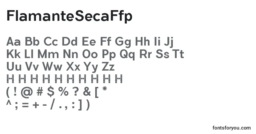 Czcionka FlamanteSecaFfp – alfabet, cyfry, specjalne znaki