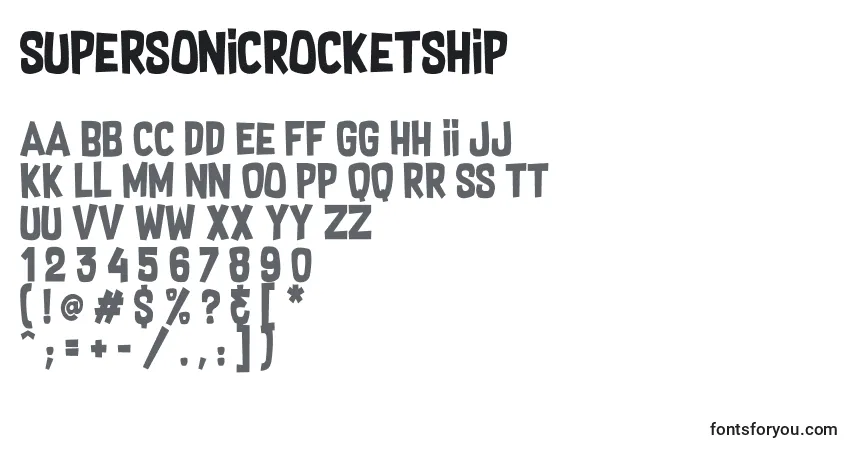 Fuente SupersonicRocketship - alfabeto, números, caracteres especiales