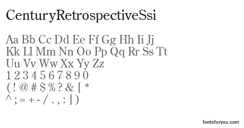 A fonte CenturyRetrospectiveSsi – alfabeto, números, caracteres especiais