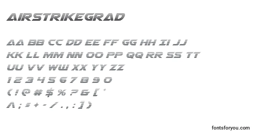 Schriftart Airstrikegrad – Alphabet, Zahlen, spezielle Symbole