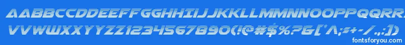 Fonte Airstrikegrad – fontes brancas em um fundo azul