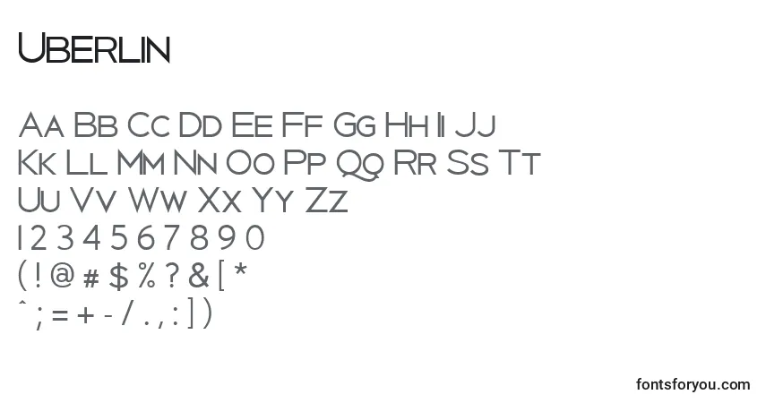 Schriftart Uberlin – Alphabet, Zahlen, spezielle Symbole