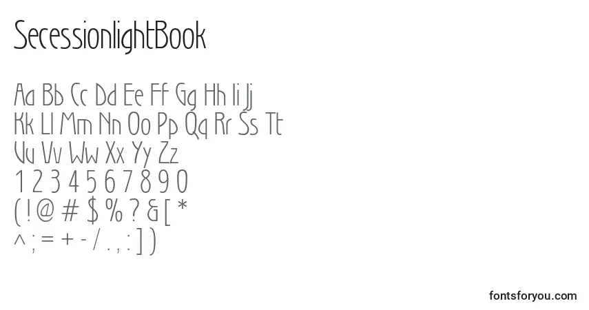 Шрифт SecessionlightBook – алфавит, цифры, специальные символы