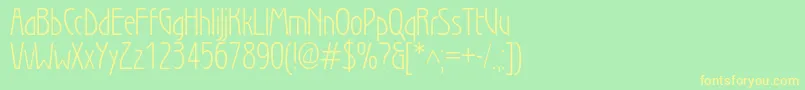 フォントSecessionlightBook – 黄色の文字が緑の背景にあります