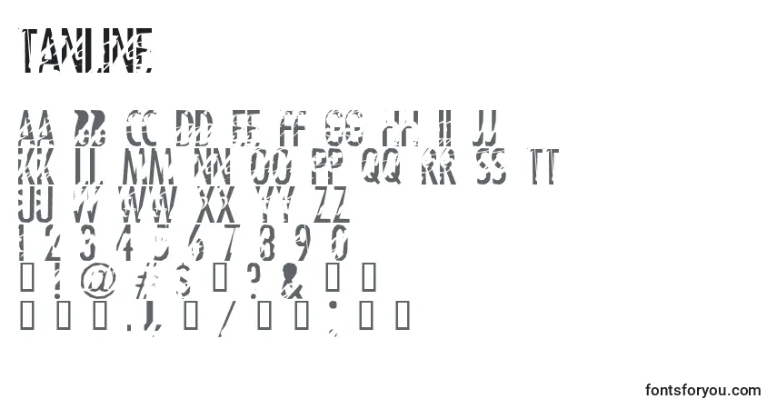 Czcionka Tanline – alfabet, cyfry, specjalne znaki