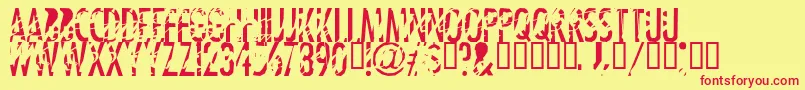 Tanline-Schriftart – Rote Schriften auf gelbem Hintergrund