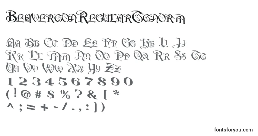 A fonte BeavertonRegularTtnorm – alfabeto, números, caracteres especiais