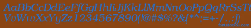 BookmancLightitalic-Schriftart – Blaue Schriften auf braunem Hintergrund