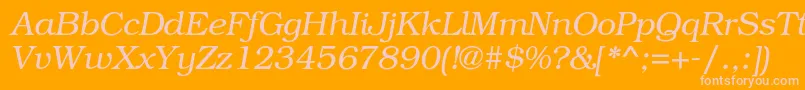 BookmancLightitalic-Schriftart – Rosa Schriften auf orangefarbenem Hintergrund