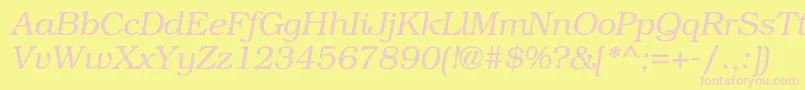 BookmancLightitalic-Schriftart – Rosa Schriften auf gelbem Hintergrund
