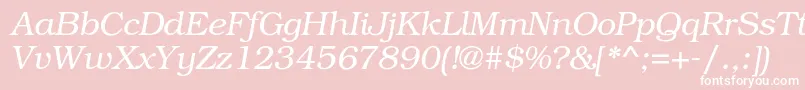 Fonte BookmancLightitalic – fontes brancas em um fundo rosa