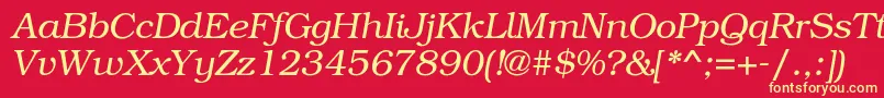 Fonte BookmancLightitalic – fontes amarelas em um fundo vermelho