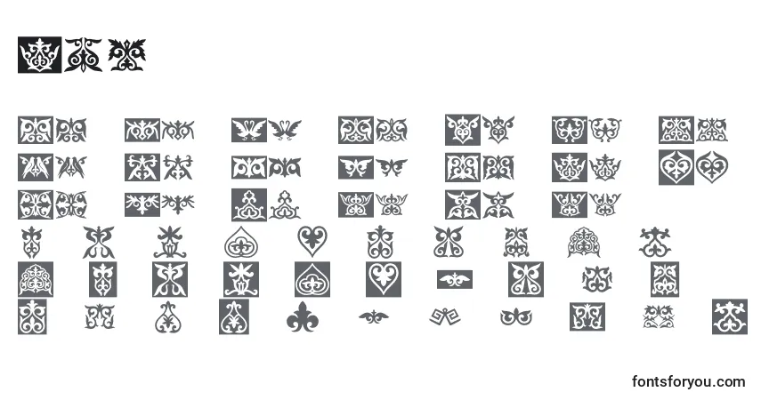 Schriftart Prt – Alphabet, Zahlen, spezielle Symbole