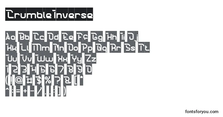 Schriftart CrumbleInverse – Alphabet, Zahlen, spezielle Symbole