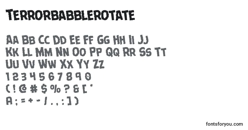 Шрифт Terrorbabblerotate – алфавит, цифры, специальные символы