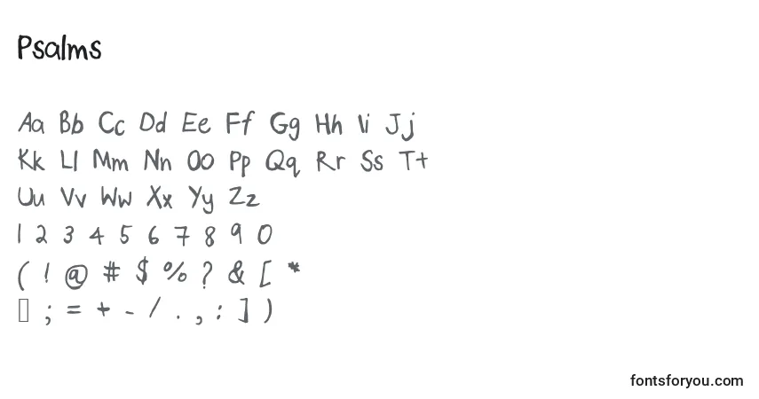 Czcionka Psalms – alfabet, cyfry, specjalne znaki