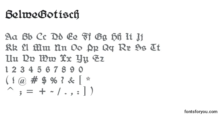 Czcionka BelweGotisch – alfabet, cyfry, specjalne znaki
