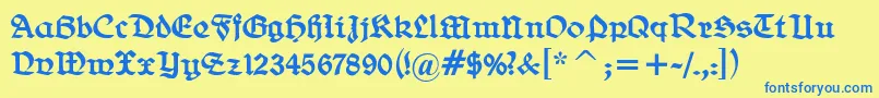 BelweGotisch-Schriftart – Blaue Schriften auf gelbem Hintergrund