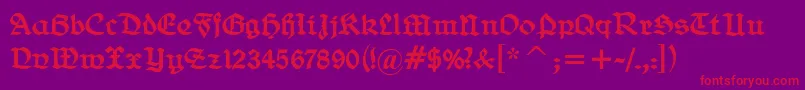 BelweGotisch-Schriftart – Rote Schriften auf violettem Hintergrund