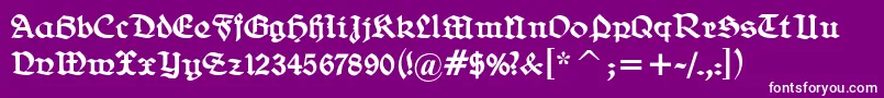 BelweGotisch-Schriftart – Weiße Schriften auf violettem Hintergrund