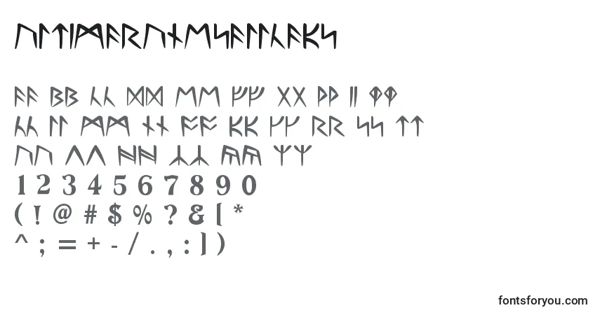 Czcionka UltimaRunesAllCaps – alfabet, cyfry, specjalne znaki