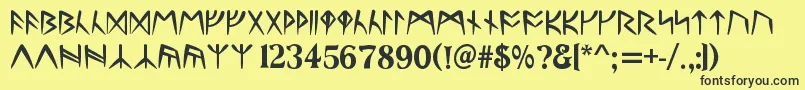 UltimaRunesAllCaps Font – Black Fonts on Yellow Background