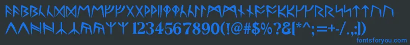 UltimaRunesAllCaps Font – Blue Fonts on Black Background