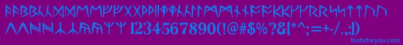 UltimaRunesAllCaps Font – Blue Fonts on Purple Background