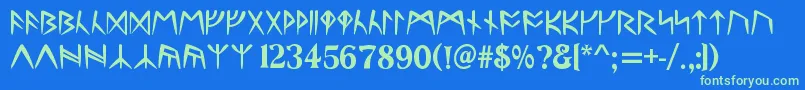 UltimaRunesAllCaps Font – Green Fonts on Blue Background