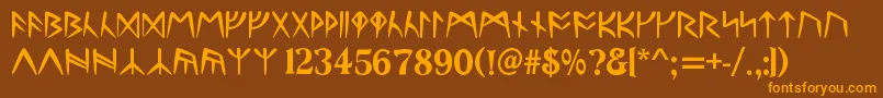 UltimaRunesAllCaps Font – Orange Fonts on Brown Background