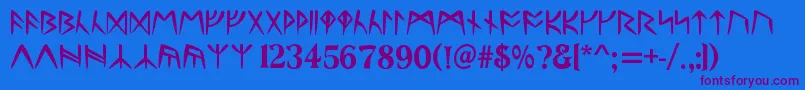 UltimaRunesAllCaps Font – Purple Fonts on Blue Background