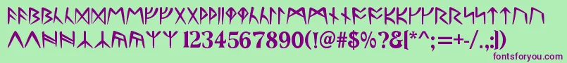 UltimaRunesAllCaps Font – Purple Fonts on Green Background