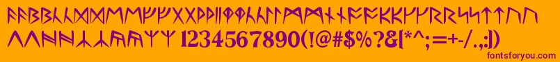 UltimaRunesAllCaps Font – Purple Fonts on Orange Background