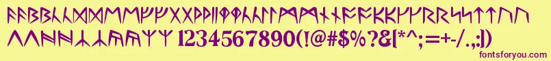 UltimaRunesAllCaps Font – Purple Fonts on Yellow Background