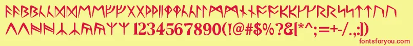 UltimaRunesAllCaps Font – Red Fonts on Yellow Background