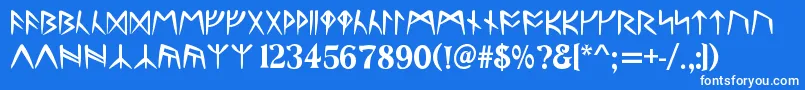 UltimaRunesAllCaps Font – White Fonts on Blue Background