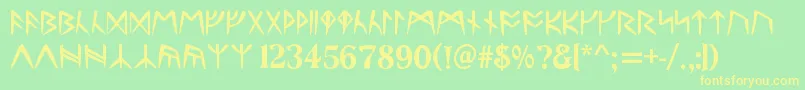 UltimaRunesAllCaps Font – Yellow Fonts on Green Background