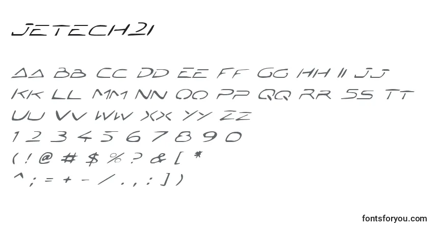 Schriftart Jetech2i – Alphabet, Zahlen, spezielle Symbole