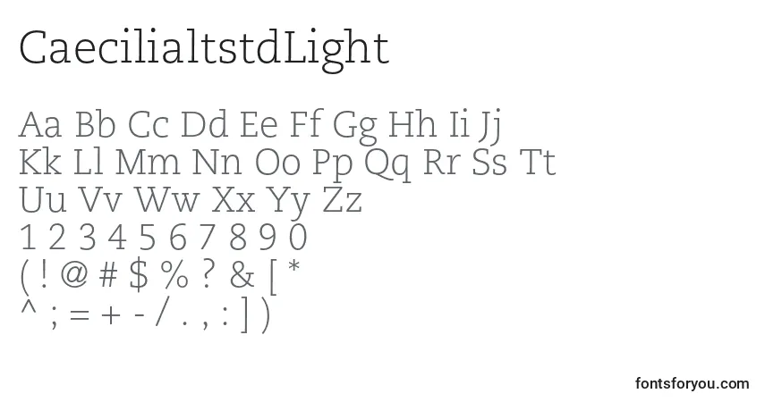 Czcionka CaecilialtstdLight – alfabet, cyfry, specjalne znaki